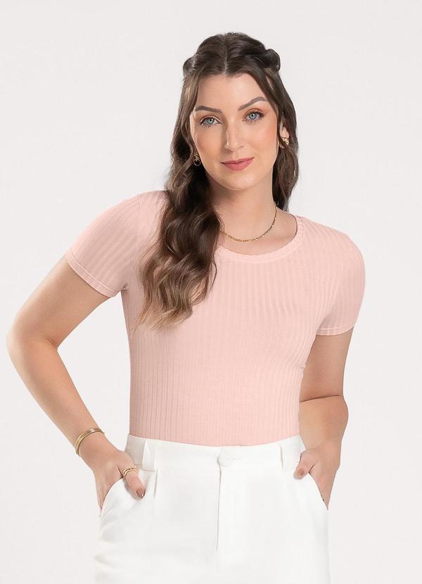 Cativa - Blusa em Canelado Rosa Claro