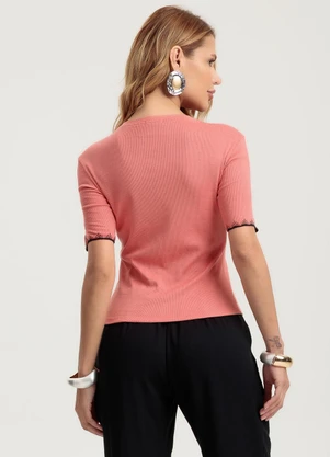 Gris - Blusa em Canelado Rosa - GRIS