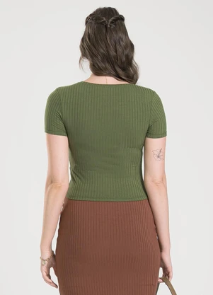 Cativa - Blusa em Canelado Verde - CATIVA