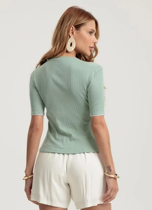 Gris - Blusa em Canelado Verde - GRIS