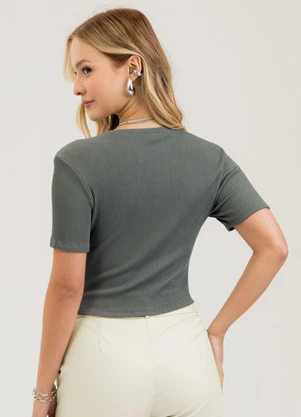 Cativa - Blusa em Canelado  Verde - CATIVA