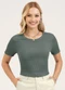 Cativa - Blusa em Canelado  Preto - variação: Verde