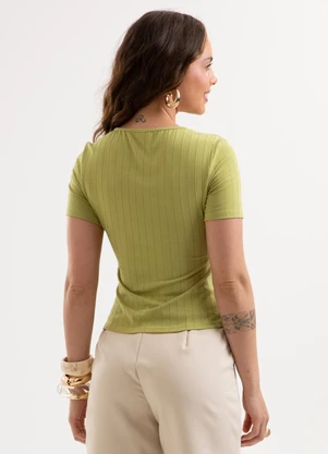 Cativa - Blusa em Canelado Verde - CATIVA