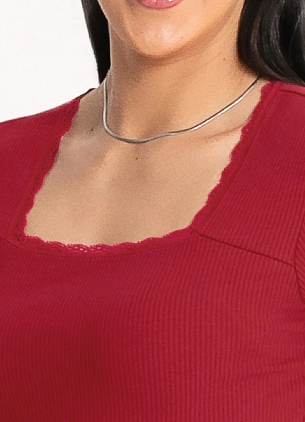 Habana - Blusa em Canelado  Vermelho Escuro 3