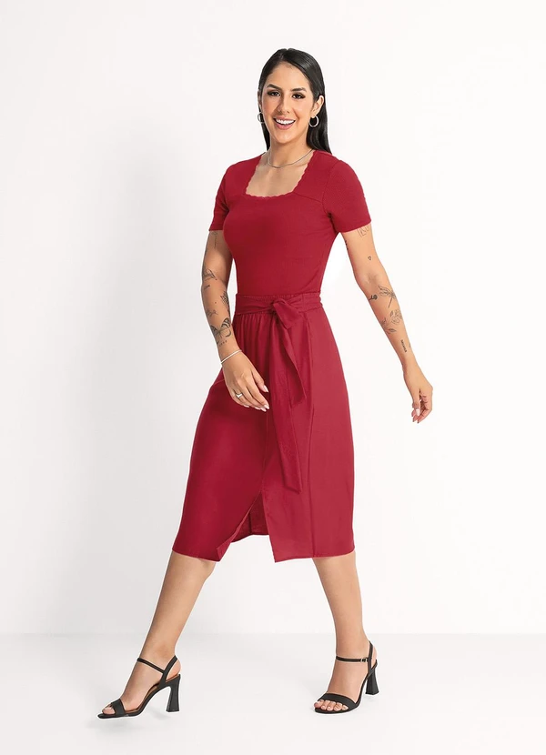 Habana - Blusa em Canelado  Vermelho Escuro 4