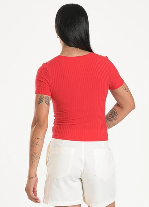 Cativa - Blusa em Canelado Vermelho - CATIVA