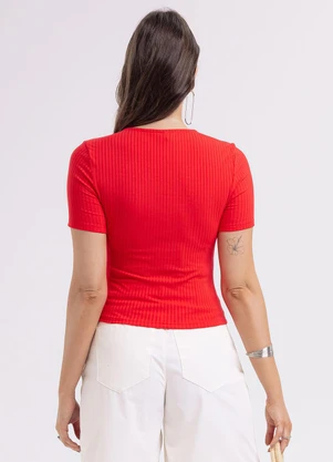 Habana - Blusa em Canelado  Vermelho - HABANA