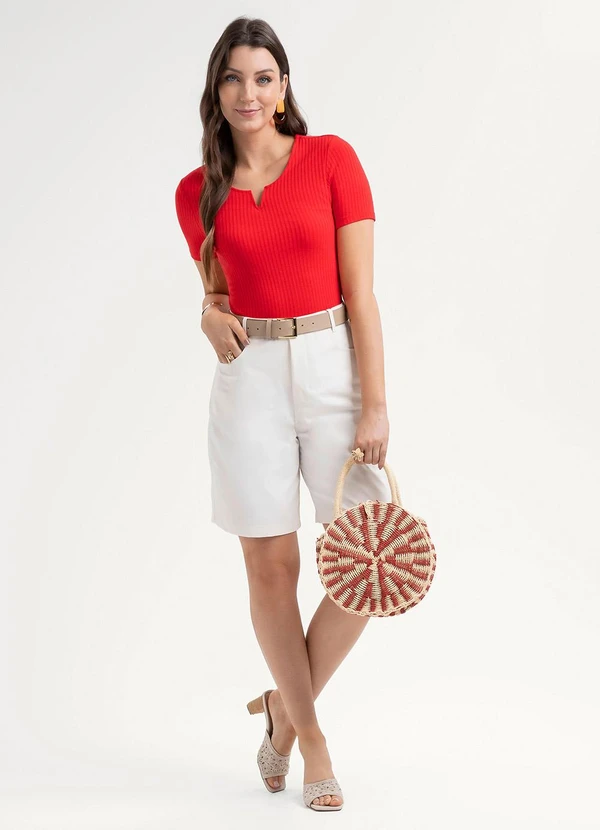 Habana - Blusa em Canelado  Vermelho 3