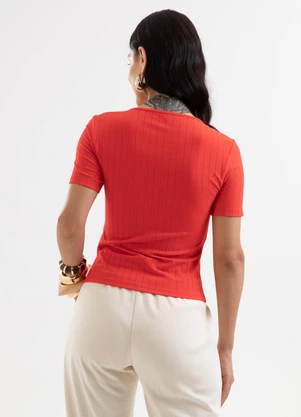 Cativa - Blusa em Canelado Vermelho - CATIVA