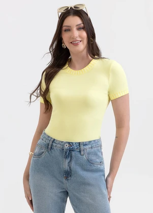 Habana - Blusa em Cotton com Retilínea Amarelo - HABANA