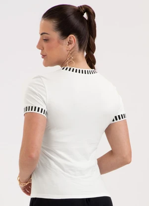 Habana - Blusa em Cotton com Retilínea Branco - HABANA