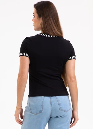 Habana - Blusa em Cotton com Retilínea Preto - HABANA