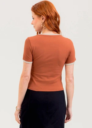 Cativa You - Blusa em Cotton  Marrom - CATIVA YOU