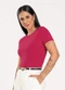 Cativa - Blusa Manga Curta Estilo Cropped Rosa - variação: Pink