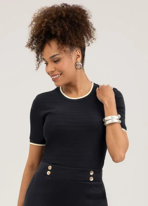 Cativa - Blusa em Cotton Preto - CATIVA