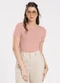 Cativa - Blusa Manga Curta Estilo Cropped Rosa - variação: Rosa Claro