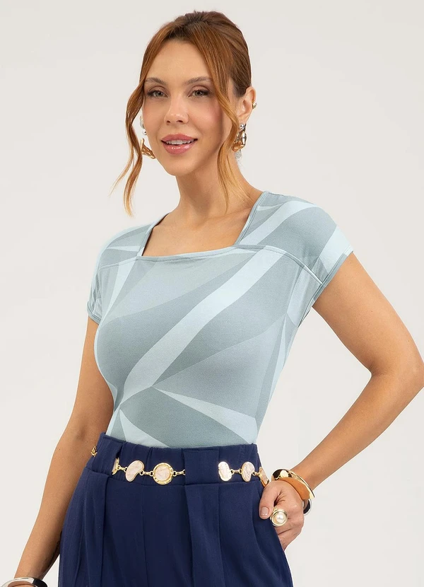 Cativa - Blusa em Crepe Azul