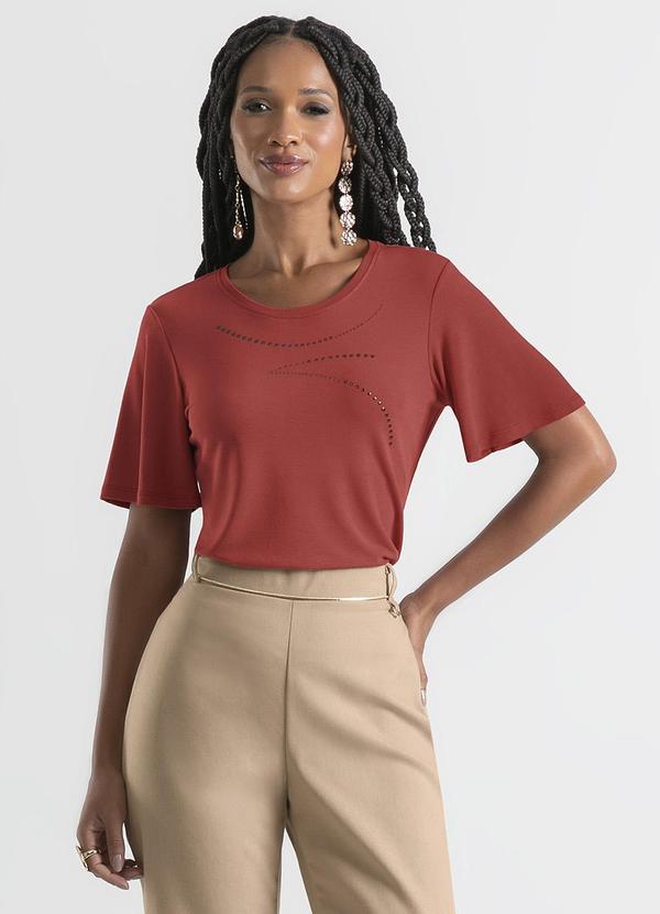 Cativa - Blusa em Crepe Marrom Escuro 1