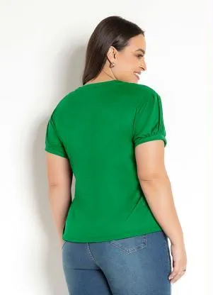 Moda Pop - Blusa em Helanca com Decote V Verde - MODA POP