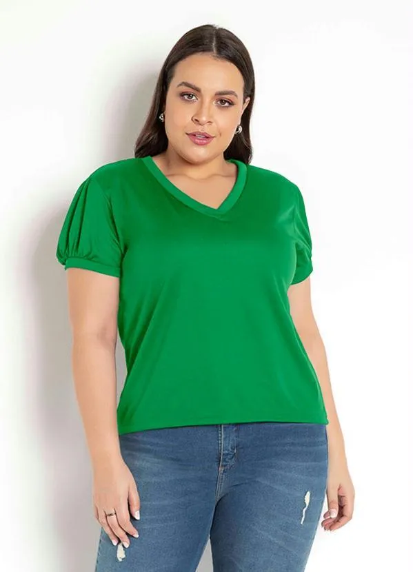 Moda Pop - Blusa em Helanca com Decote V Verde 3