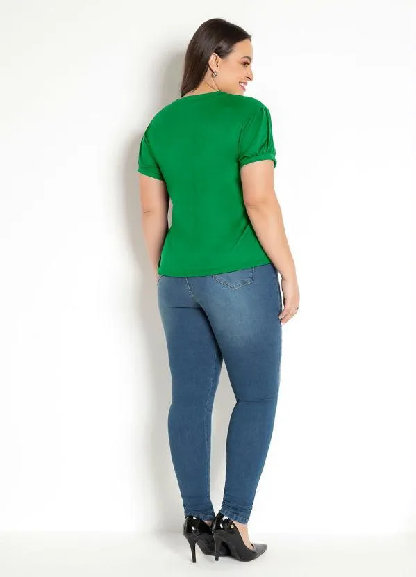 Moda Pop - Blusa em Helanca com Decote V Verde 6