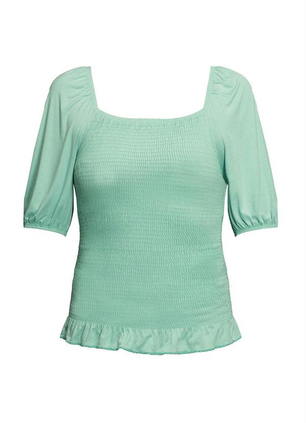 Outlet - Blusa em Lastex Mangas Bufantes Verde 2