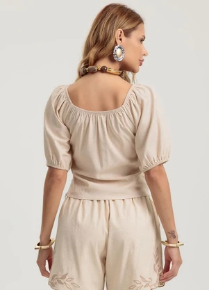 Gris - Blusa em Linho Bege - GRIS