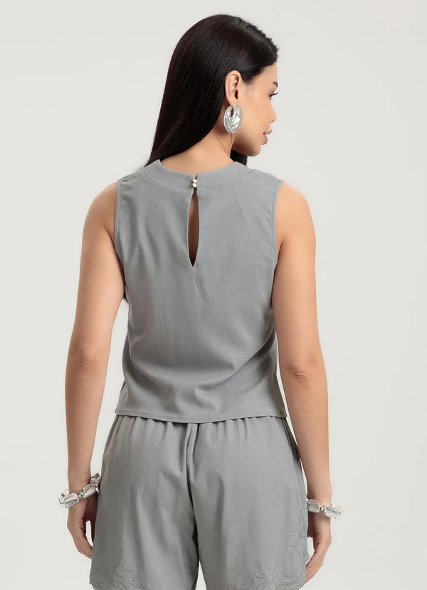 Gris - Blusa em Linho Cinza 2