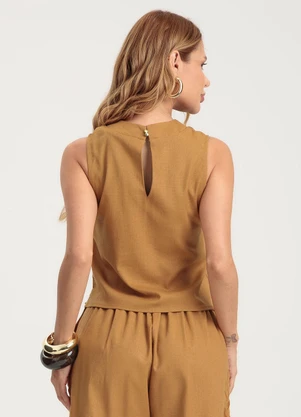 Gris - Blusa em Linho Marrom - GRIS