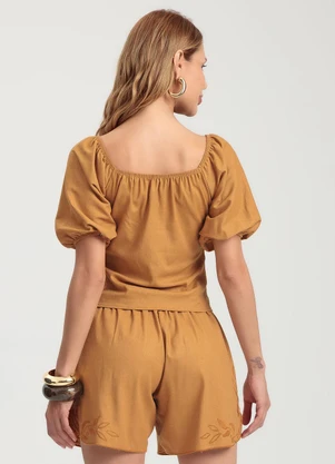 Gris - Blusa em Linho Marrom - GRIS
