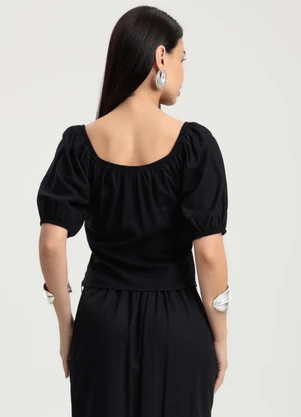 Gris - Blusa em Linho Preto - GRIS