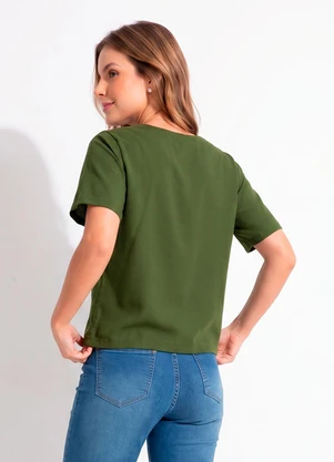 Quintess - Blusa Verde Oliva em Linho - QUINTESS