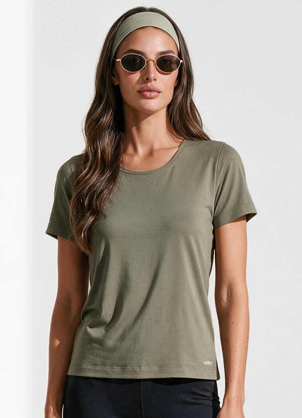 Veev - Blusa em Malha Bamboo Abertura Lateral Verde