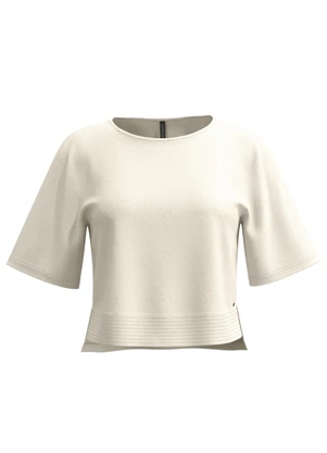 Lunender - Blusa em Malha Crepe com Mangas Curtas Branco - LUNENDER