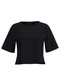 Lunender - Blusa em Malha Crepe com Mangas Curtas Branco - variação: Preto