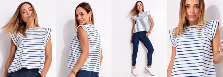 Blusa em Malha de Fio Tinto Listrada
