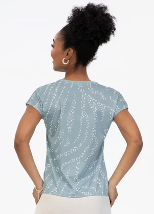 Habana - Blusa em Malha Stretch Azul  - HABANA
