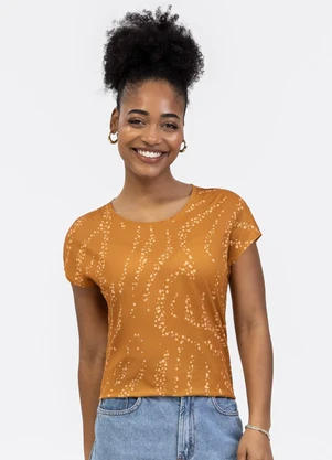 Habana - Blusa em Malha Stretch Laranja - HABANA