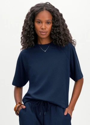 Essendi - Blusa em Malha Texturizada Azul - ESSENDI