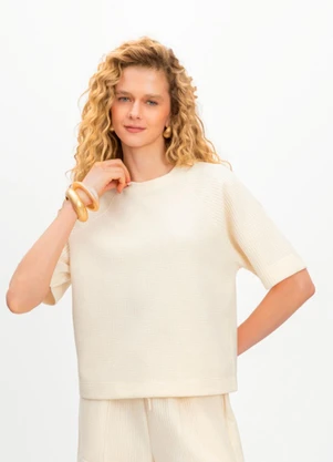 Essendi - Blusa em Malha Texturizada Natural - ESSENDI