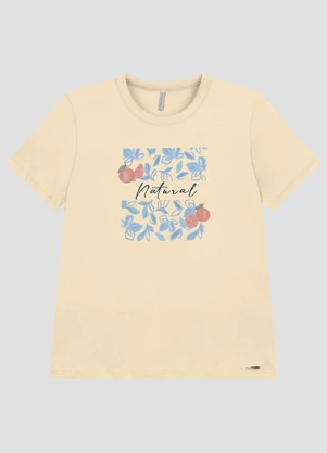 Cereja Rosa - Blusa em Meia Malha com Estampa Frontal Bege - CEREJA ROSA