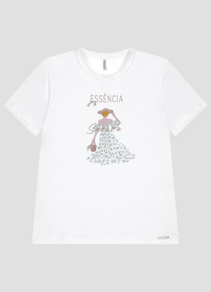 Cereja Rosa - Blusa em Meia Malha com Estampa Frontal Branco - CEREJA ROSA