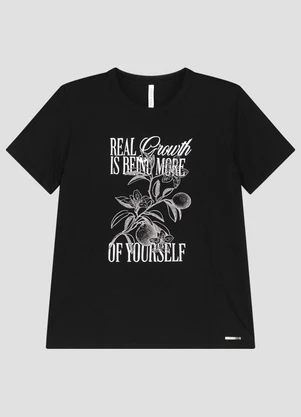 Cereja Rosa - Blusa em Meia Malha com Estampa Frontal Preto - CEREJA ROSA