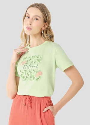 Cereja Rosa - Blusa em Meia Malha com Estampa Frontal Verde - CEREJA ROSA