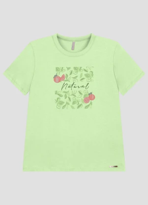 Cereja Rosa - Blusa em Meia Malha com Estampa Frontal Verde - CEREJA ROSA