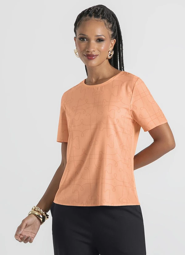 Cativa - Blusa em Misturinha Laranja Claro