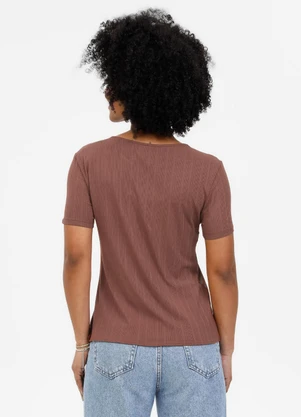Habana - Blusa em Misturinha Marrom Escuro - HABANA