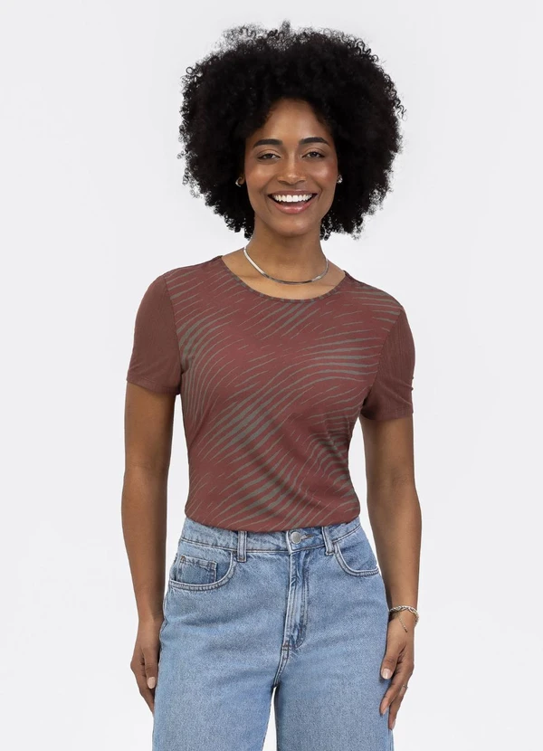 Habana - Blusa em Misturinha Marrom Escuro