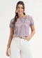 Habana - Blusa em Misturinha Vermelho - variação: Roxo