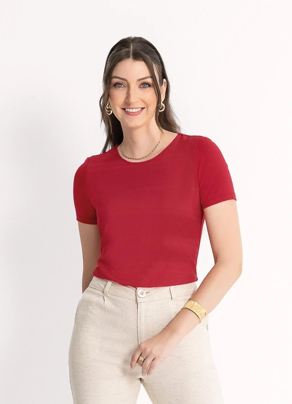 Habana - Blusa em Misturinha Vermelho Escuro